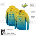 Gold Panther Custom Hoodie Pullover Sweatshirt with Blue Fade Fashion Design Custom Stitched Gold Panther Blue Fade Fashion - Image 2