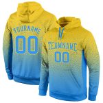 Custom Gold Powder Blue Fade Sports Hoodie Pullover Sweatshirt, Stitched Fashion Design Custom Stitched Gold Powder Blue