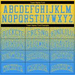 Custom Gold Powder Blue Fade Sports Hoodie Pullover Sweatshirt, Stitched Fashion Design Custom Stitched Gold Powder Blue - Image 3