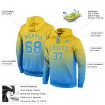 Custom Gold Powder Blue Fade Sports Hoodie Pullover Sweatshirt, Stitched Fashion Design Custom Stitched Gold Powder Blue - Image 2