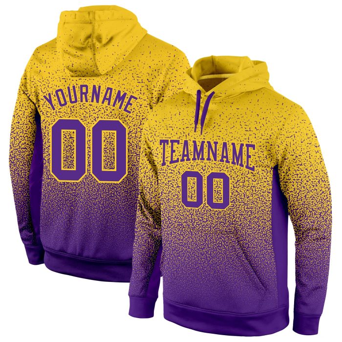 Custom Stitched Gold Purple Fade Hoodie for Fashion Sports - Pullover Sweatshirt Custom Stitched Gold Purple Fade Fashion - Image 1