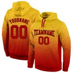 Custom Stitched Hoodie Gold Red-Black Fade Fashion Sports Pullover Sweatshirt Custom Stitched Gold Red-Black Fade Fashion