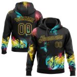 Black Gold 3D Sports Hoodie - Custom Stitched Graffiti Pattern Pullover Sweatshirt Custom Stitched Graffiti Pattern Black-Gold