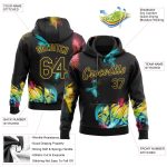 Black Gold 3D Sports Hoodie - Custom Stitched Graffiti Pattern Pullover Sweatshirt Custom Stitched Graffiti Pattern Black-Gold - Image 2