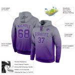 Gray Purple Fade Fashion Sports Hoodie Custom Stitched Pullover Sweatshirt Custom Stitched Gray Purple Fade Fashion Sports - Image 2