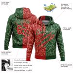 Custom Stitched 3D Christmas Hoodie Pullover Sweatshirt in Green Red Cream Custom Stitched Green Red-Cream 3D Christmas Sports - Image 2