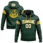 Green White Gold Custom Stitched Football Hoodie Pullover Sweatshirt Custom Stitched Green White-Gold Football Pullover Sweatshirt