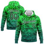 Custom Stitched 3D Pattern Gradient Sports Hoodie in Kelly Green and White, Pullover Sweatshirt Custom Stitched Kelly Green
