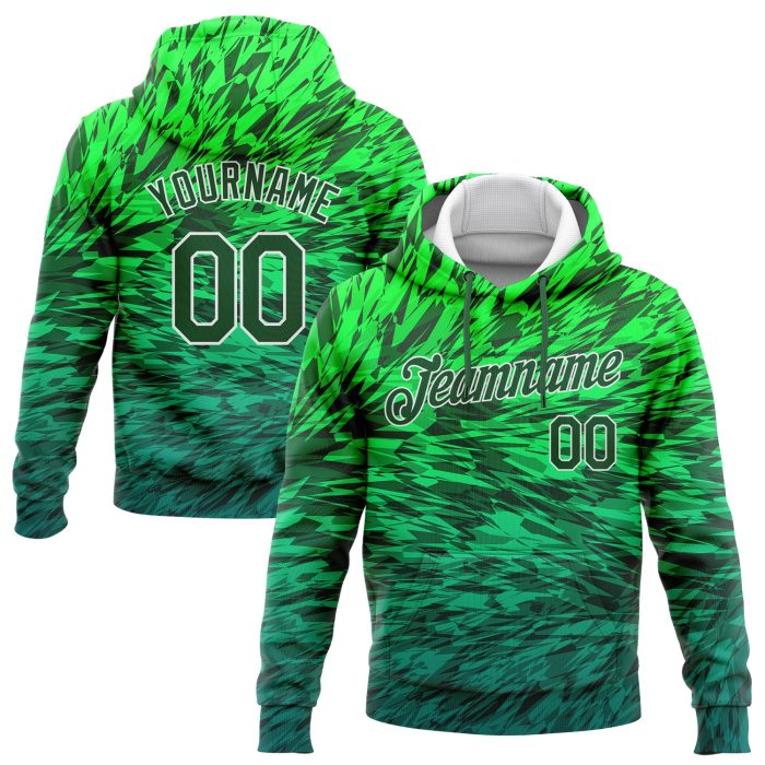 Custom Stitched 3D Pattern Gradient Sports Hoodie in Kelly Green and White, Pullover Sweatshirt Custom Stitched Kelly Green - Image 1