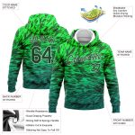 Custom Stitched 3D Pattern Gradient Sports Hoodie in Kelly Green and White, Pullover Sweatshirt Custom Stitched Kelly Green - Image 2
