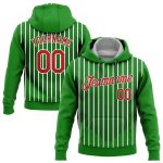 Custom Stitched 3D Pattern Green Red White Sports Hoodie Pullover Sweatshirt Custom Stitched Kelly Green Red Green-White