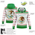 3D Mexican Flag Hoodie Custom Stitched Kelly Green White-Red Sports Pullover Sweatshirt Custom Stitched Kelly Green White-Red - Image 2
