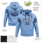 Light Blue Navy-White Custom Stitched Hoodie Pullover Sweatshirt for Football Fans Custom Stitched Light Blue Navy-White - Image 2