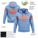 Light Blue Orange-White Custom Hoodie Sweatshirt Pullover for Football Fans Custom Stitched Light Blue Orange-White Football - Image 2