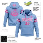 Light Blue Pink White Football Hoodie Custom Stitched Pullover Sweatshirt Custom Stitched Light Blue Pink-White Football - Image 2