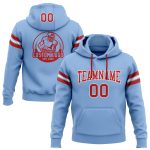 Light Blue Red-White Custom Football Hoodie Pullover Sweatshirt for Men/Women Custom Stitched Light Blue Red-White Football