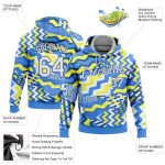 Light Blue White Gold-Royal 3D Pattern Sports Hoodie Pullover Sweatshirt Custom Stitched Design Custom Stitched Light Blue - Image 2