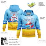 Light Blue White Gold 3D Tropical Christmas Surfing Santa Hoodie Pullover Sweatshirt - Custom Stitched Design Custom Stitched - Image 2
