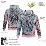 Light Pink Black 3D Cherry Blossom Sports Hoodie Custom Stitched Sweatshirt Pullover Custom Stitched Light Pink Black 3D - Image 2