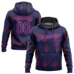 Navy Purple-Pink 3D Pattern Hoodie Custom Stitched Sports Pullover Sweatshirt Custom Stitched Navy Purple-Pink 3D Pattern