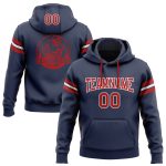 Navy Red-White Custom Stitched Football Hoodie Pullover Sweatshirt for Men Custom Stitched Navy Red-White Football Pullover