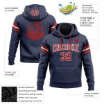Navy Red-White Custom Stitched Football Hoodie Pullover Sweatshirt for Men Custom Stitched Navy Red-White Football Pullover - Image 2