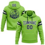 Neon Green Navy-White Custom Pullover Hoodie Sweatshirt for Football Fans Custom Stitched Neon Green Navy-White Football
