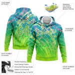 Neon Green White Gradient 3D Pattern Hoodie for Sports, Custom Stitched Pullover Sweatshirt Custom Stitched Neon Green Neon - Image 2