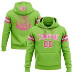 Neon Green Pink White Custom Stitched Hoodie Sweatshirt Pullover for Football Fans Custom Stitched Neon Green Pink-White
