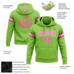 Neon Green Pink White Custom Stitched Hoodie Sweatshirt Pullover for Football Fans Custom Stitched Neon Green Pink-White - Image 2