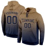 Old Gold Navy Fade Fashion Hooded Sweatshirt Pullover - Custom Stitched Custom Stitched Old Gold Navy Fade Fashion Sports
