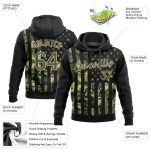 3D American Flag Pullover Hoodie - Custom Stitched Olive Olive-Cream Sports Sweatshirt, Salute To Service Custom Stitched - Image 2
