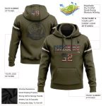Olive Vintage USA Flag Football Hoodie Black-Cream Custom Stitched Pullover Sweatshirt Salute To Service Custom Stitched - Image 2