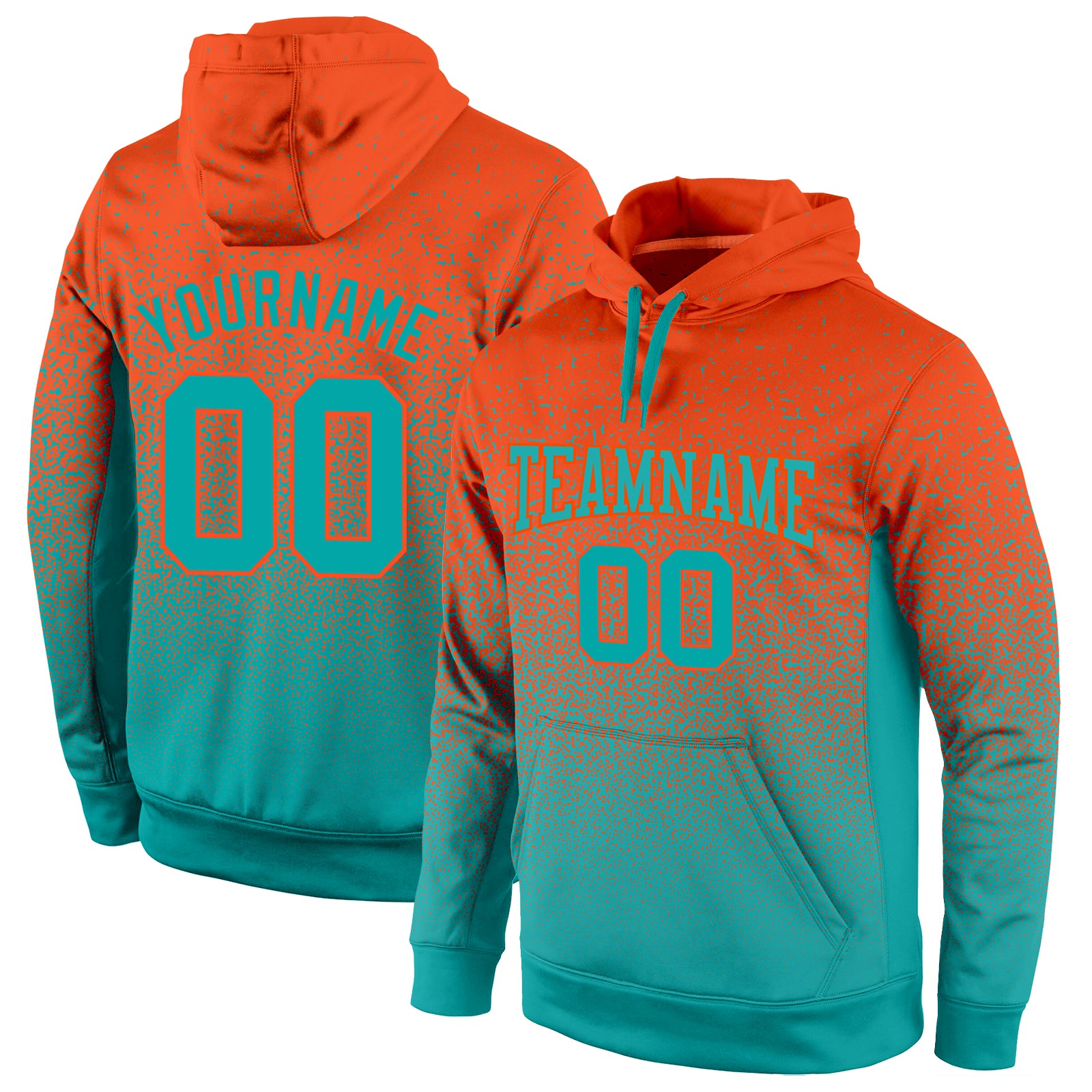 Custom Stitched Orange Aqua Fade Hoodie Pullover Sweatshirt for Fashion Sports Custom Stitched Orange Aqua Fade Fashion Sports