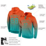 Custom Stitched Orange Aqua Fade Hoodie Pullover Sweatshirt for Fashion Sports Custom Stitched Orange Aqua Fade Fashion Sports - Image 2