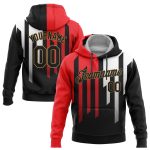 Custom Stitched 3D Pattern Hoodie - Orange Black Old Gold White Sports Pullover Sweatshirt Custom Stitched Orange Black Old