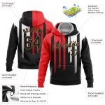 Custom Stitched 3D Pattern Hoodie - Orange Black Old Gold White Sports Pullover Sweatshirt Custom Stitched Orange Black Old - Image 2