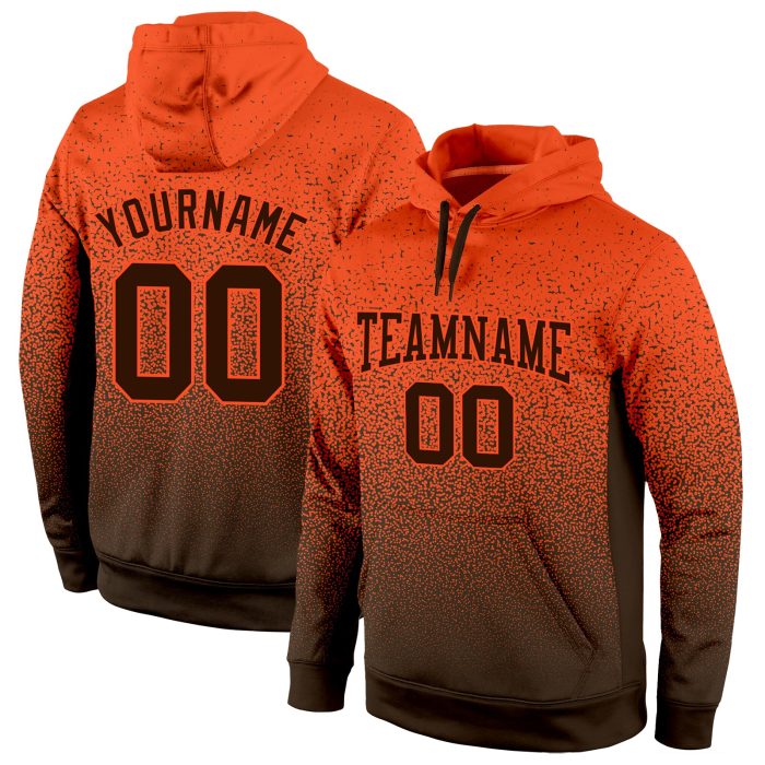 Custom Stitched Orange Brown Fade Hoodie Sweatshirt Pullover for Sports Fashion Custom Stitched Orange Brown Fade Fashion - Image 1