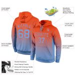 Orange Light Blue Fade Custom Stitched Fashion Hoodie Pullover Sweatshirt Custom Stitched Orange Light Blue Fade Fashion - Image 2