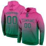 Custom Stitched Pink Kelly Green Fade Hoodie Pullover Sweatshirt for Fashion Sports Wear Custom Stitched Pink Kelly Green