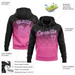 Custom Stitched 3D Pattern Sports Hoodie in Pink Black Light Blue - Comfortable Pullover Sweatshirt Custom Stitched Pink - Image 2