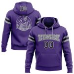 Custom Stitched Purple Black Gray Hoodie Pullover Sweatshirt for Football Fans Custom Stitched Purple Black-Gray Football
