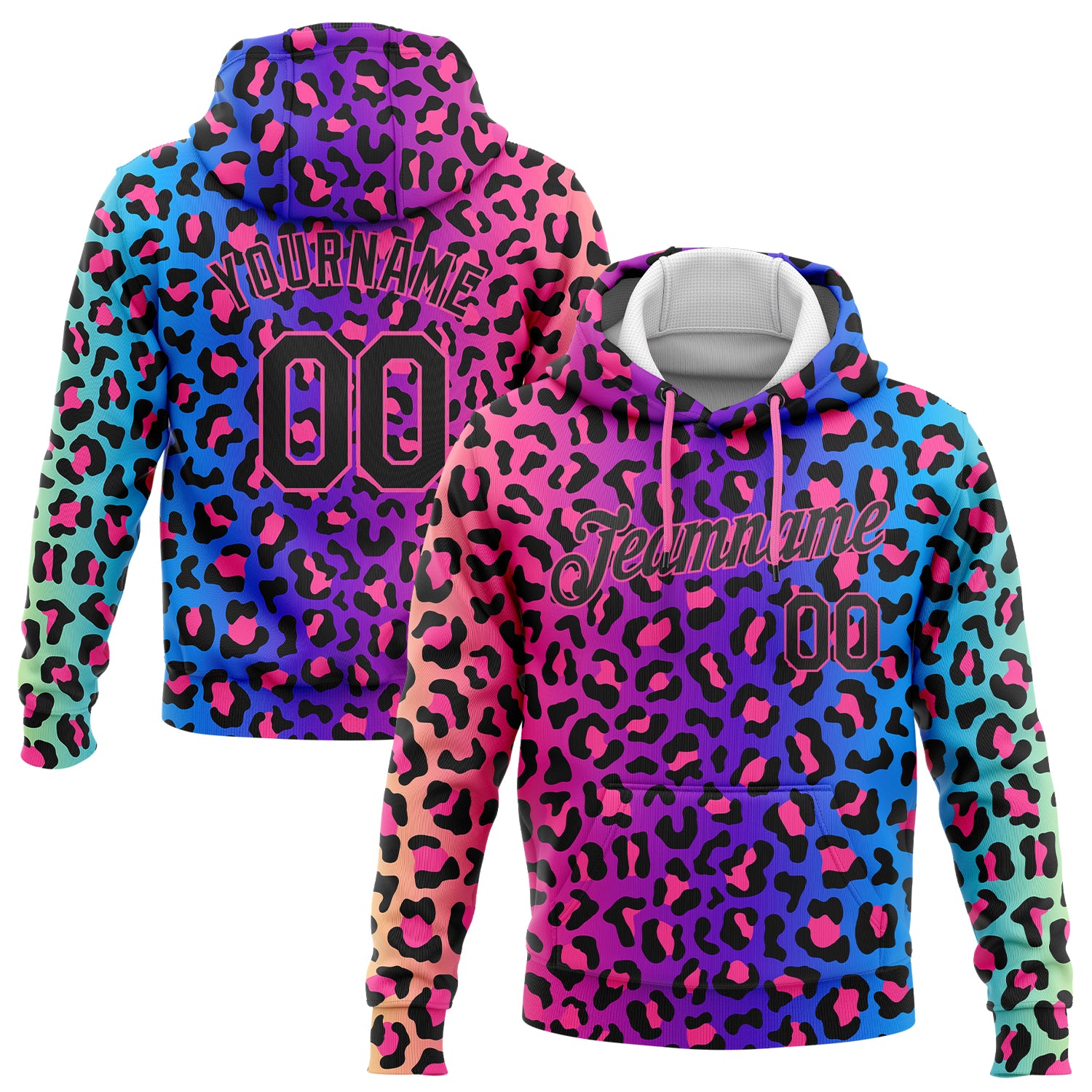 Custom Stitched Purple Black-Pink 3D Pattern Design Leopard Sports Pullover Sweatshirt Hoodie Purple Black-Pink 3D Leopard Pattern Custom Stitched Sports Hoodie Pullover Sweatshirt Custom Stitched Purple Black-Pink - Image 1