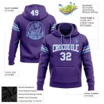 Custom Stitched Purple White Light Blue Hoodie Pullover Sweatshirt for Football Fans Custom Stitched Purple White-Light Blue - Image 2