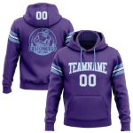 Custom Stitched Purple White Light Blue Hoodie Pullover Sweatshirt for Football Fans Custom Stitched Purple White-Light Blue