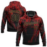 Custom Red Black Old Gold 3D Pattern Sports Hoodie Pullover Sweatshirt - Style 7976 Custom Stitched Red Black-Old Gold 3D