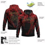 Custom Red Black Old Gold 3D Pattern Sports Hoodie Pullover Sweatshirt - Style 7976 Custom Stitched Red Black-Old Gold 3D - Image 2