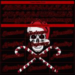 3D Skull Christmas Santa Hat Pullover Hoodie, Custom Stitched Red Black White Sweatshirt Custom Stitched Red Black-White - Image 3
