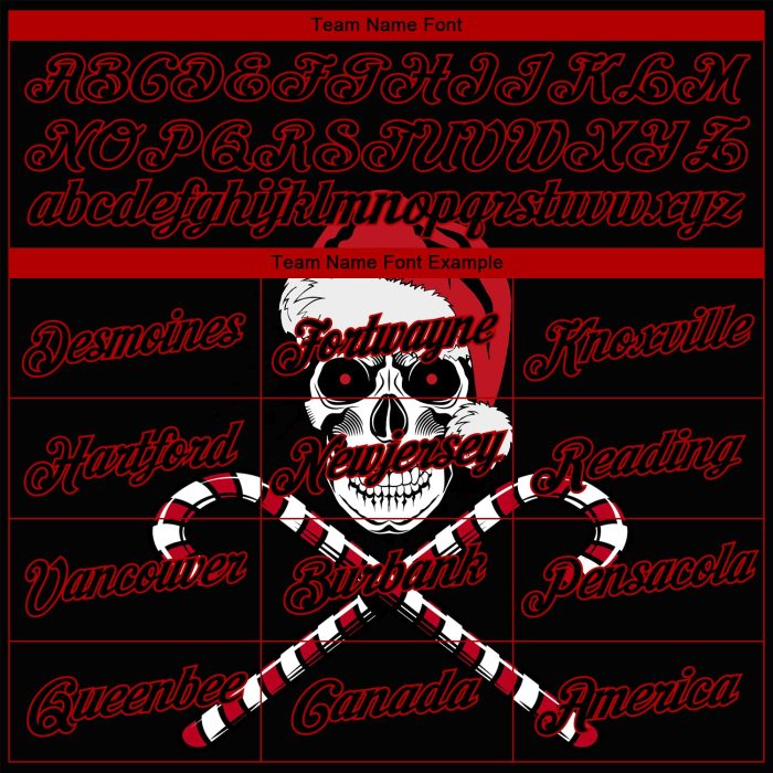 3D Skull Christmas Santa Hat Pullover Hoodie, Custom Stitched Red Black White Sweatshirt Custom Stitched Red Black-White - Image 3