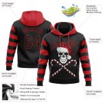 3D Skull Christmas Santa Hat Pullover Hoodie, Custom Stitched Red Black White Sweatshirt Custom Stitched Red Black-White - Image 2